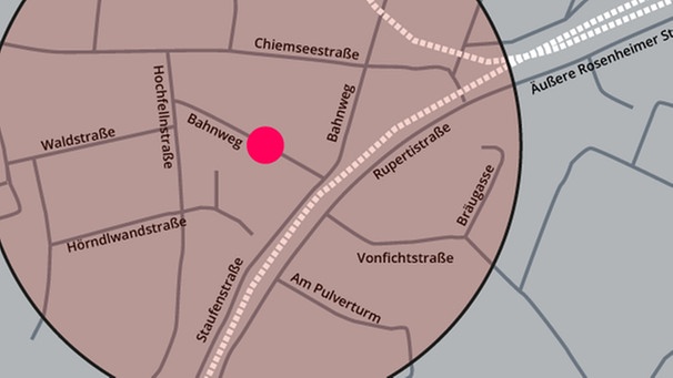 Infografik: Evakuierung Innenstadt Traunstein | Bild: BR