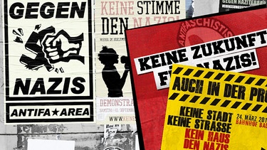 Plakate verschiedener veranstaltungen gegen Rechts | Bild: colourbox.com; Montage: BR
