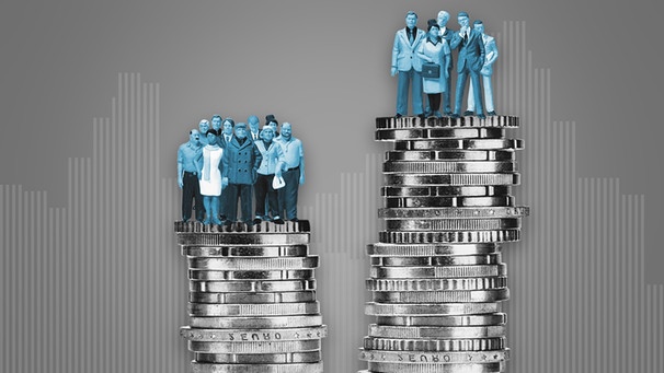 Figuren auf Geldstapeln | Bild: colourbox.com; BR/Montage
