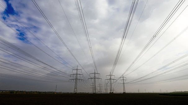 Strommasten auf einem Feld | Bild: picture-alliance/dpa