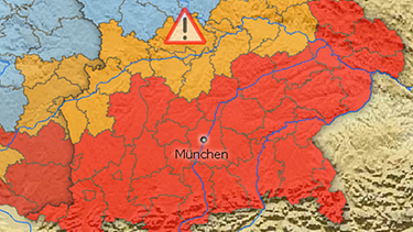 Karte des deutschen Wetterdienst mit Unwetterwarnungen für Bayern | Bild: DWD