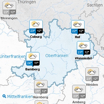 Wetterkarte Oberfranken auf BR.de | Bild: BR