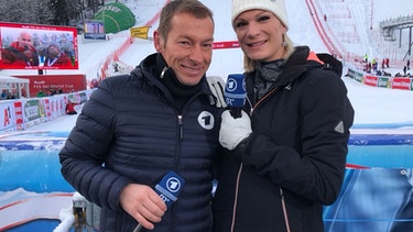 Bewährtes Ski-alpin-Duo des BR: Moderator Markus Othmer, Expertin Maria Höfl-Riesch | Bild: BR