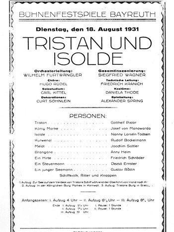 Werbe-Plakat für "Tristan und Isolde" 1931 | Bild: BR / Historisches Archiv
