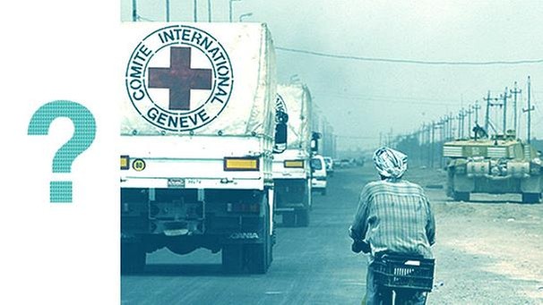 LKWs des Roten Kreuzes im Nahen Osten | Bild: picture-alliance/dpa/ Montage: BR