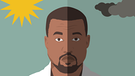 Gesicht von Kanye West, auf der einen Seite Sonne, auf der anderen Regen. | Bild: BR