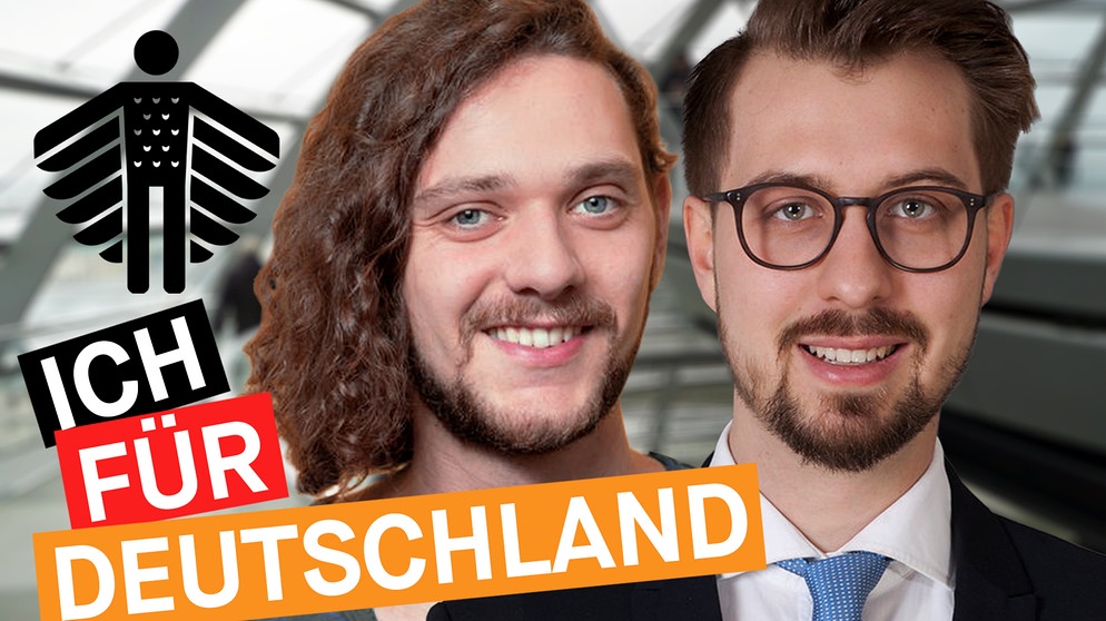 Christoph (AfD) und Korbinian (Grüne) auf dem Weg in den Bundestag | Bild: BR