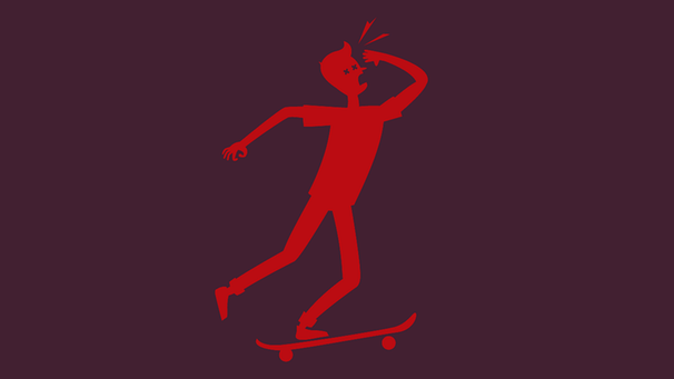 Grafik mit rotem Mann auf Skateboard | Bild: BR
