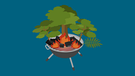 Grafik: Bäume brennen auf einem Grill | Bild: BR