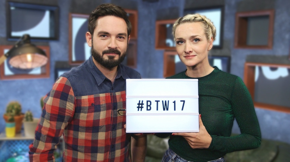 Ariane Alter und Sebastian Meinberg zur #BTW 17 | Bild: BR/ PULS TV