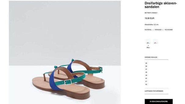 Zara bietet Sklaven-Sandalen an | Bild: Screenshot Zara