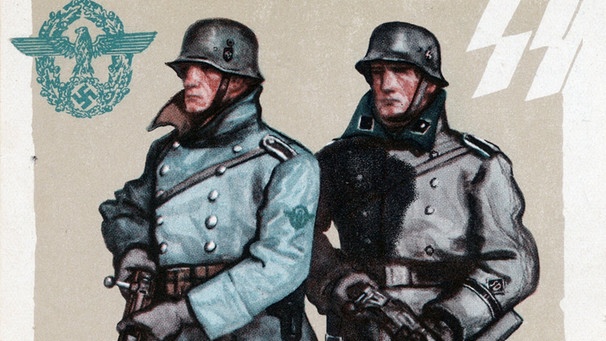 Propagandapostkarte "Die Polizei im Fronteinsatz", 1942 | Bild: Bayerisches Armeemuseum, Sammlung Polizei