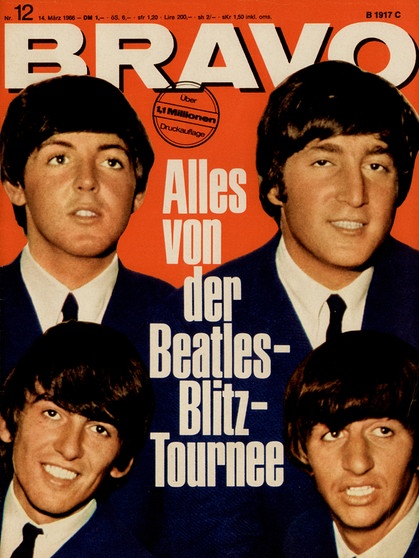 Die Beatles auf dem Titelbild der Jugendzeitschrift "Bravo" (Ausgabe vom 14. März 1966), mit einem Bericht über die Bravo-Blitz-Tournee. | Bild: picture-alliance/dpa / Bravo