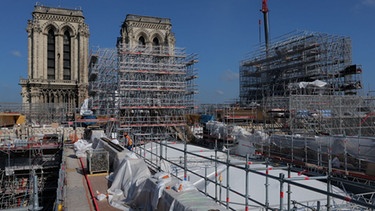 Renovierung der Kathedrale Notre Dame in Paris schreitet voran. 18.07.2023, Frankreich, Paris: Die Renovierung der bei einem Großbrand schwer beschädigten Pariser Kathedrale Notre-Dame kommt voran und die Arbeiten liegen im Zeitplan. Foto: -/Timelapsego © Rebâtir Notre-Dame/dpa - ACHTUNG: | Bild: Foto: -/Timelapsego © Rebâtir Notre-Dame/dpa -