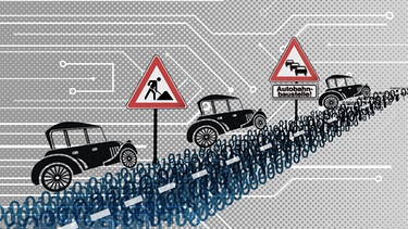 Montage: Alte Autos auf einer Datenautobahn | Bild: BR/colourbox.com
