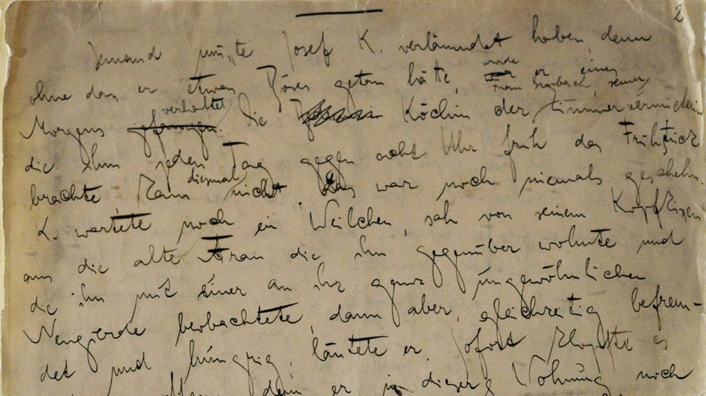 Erste Seite des Originalmanuskripts "Der Process" von Franz Kafka | Bild: picture alliance/Heritage Images