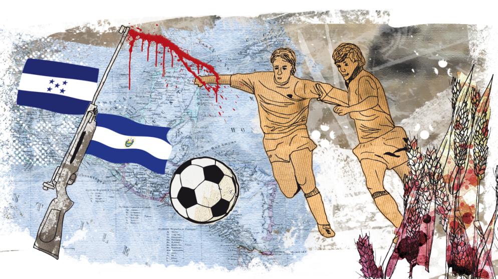 Illustration des Kalenderblatts:Ende des sogenannten Fußballkriegs | Bild: BR/ Angela Smets
