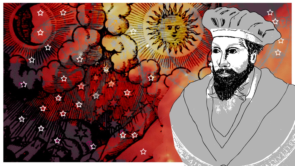 Illustration des Kalenderblatts: Prophezeihungen des Nostradamus erscheinen | Bild: BR, Angela Smets