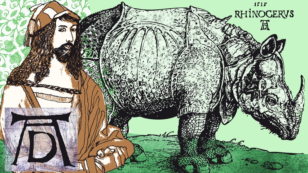 Illustration des Kalenderblatts: Dürers Rhinozeros kommt nach Europa | Bild: BR/ Franziska Pucher