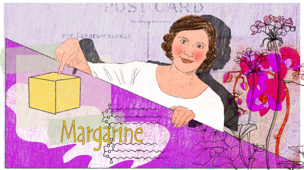 Illustration Kalenderblatt: Patent zur Herstellung von Margarine | Bild: BR/ Angela Smets