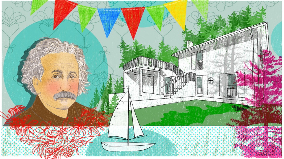 Illustration Kalenderblatt: Albert Einstein wohnt im Sommerhaus | Bild: BR/Angela Smets