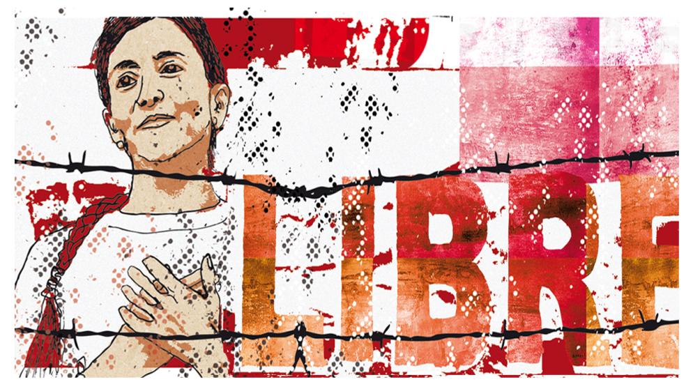 Illustration des Kalenderblatts: Ingrid Betancourt wird von Rebellen entführt | Bild: BR/Franziska Pucher