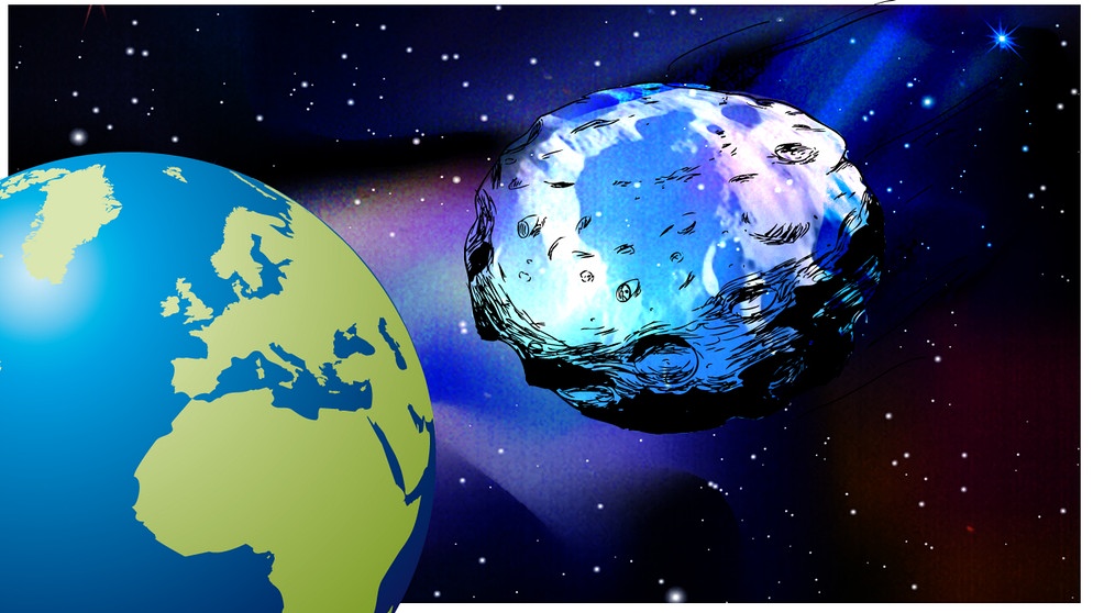Illustration Kalenderblatt: Asteroid Apophis besucht die Erde | Bild: BR, Angela Smets