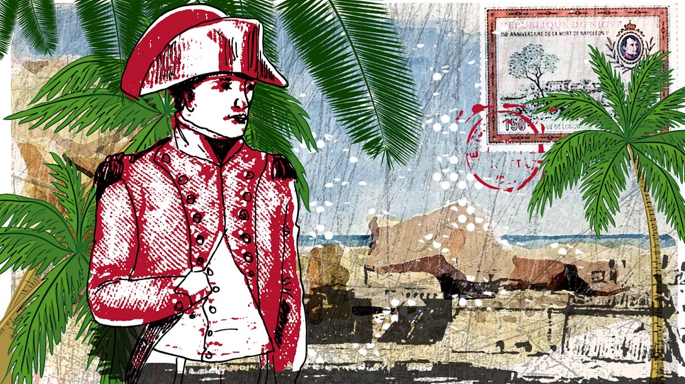 Illustration Kalenderblatt:Napoleon besteigt das Schiff nach St. Helena | Bild: BR/ Angela Smets