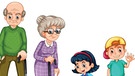 Cartoon: Großeltern mit Enkeln | Bild: colourbox.com