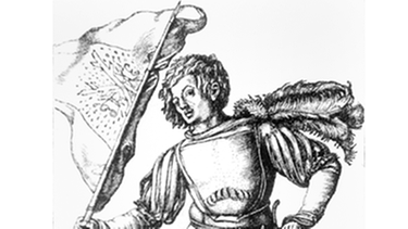 Kupferstich eines schwenkenden Landsknechts von Albrecht Dürer | Bild: picture-alliance/dpa