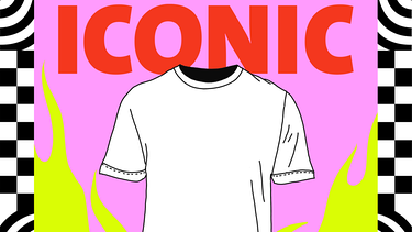 Grafik eines weißen T-Shirts auf knallig-buntem Hintergrund | Bild: BR