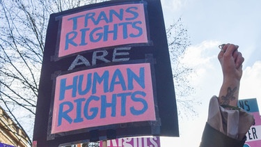 Plakat: Trans-Rights are Human Rights | Bild: dpa-Bildfunk/Vuk Valcic