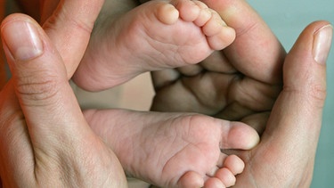 Hände halten Babyfüße | Bild: picture-alliance/dpa