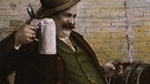 Biertrinkender Bayer mit Maßkrug und Zigarre, Farblithographie, Postkarte um 1901 | Bild: picture-alliance/dpa