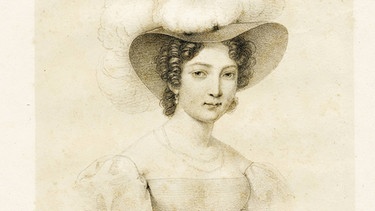 Königin Therese von Bayern, geb. Prinzessin von Sachsen-Hildburghausen, Lithographie auf Tonplatte um 1820 | Bild: picture-alliance/dpa