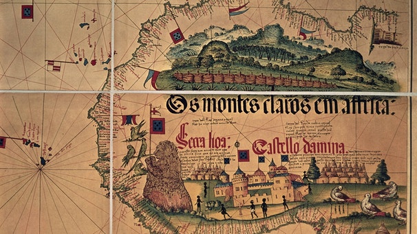 Das portugiesische Fort Sao Jorge da Mina an der Küste von Guinea - Ausschnitt aus der Karte von Cantino (1502) | Bild: picture-alliance/dpa