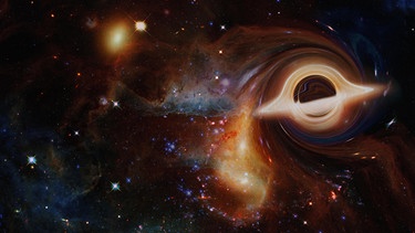Illustration eines schwarzen Lochs im Weltall. | Bild: picture alliance / Zoonar | Irina Dmitrienko