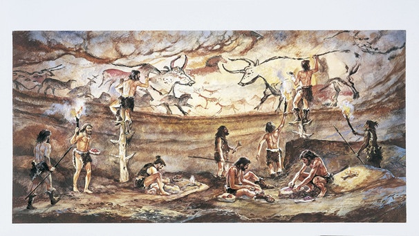 Menschliche Vorfahren in der Höhle von Lascaux, Fotoillustration | Bild: picture-alliance/dpa