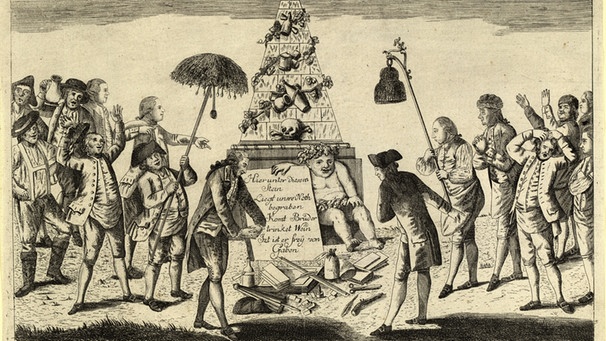 Allegorie auf das Ende der Tranksteuer 1783 - Radierung | Bild: picture-alliance/dpa