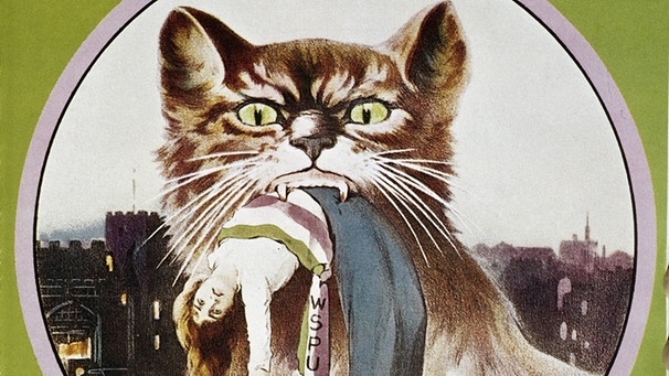 Plakat der Zeitschrift "The Suffragette" aus dem Jahr 1914 zum "Cat and Mouse Act" (Gesetz der britischen Regierung zur Abschaffung der Zwangsernährung von Suffragetten im Hungerstreik) | Bild: picture-alliance/dpa