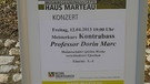 Plakat mit Veranstaltungshinweis der Internationalen Musikbegegnungsstätte Haus Marteau. | Bild: Ilona Hörath