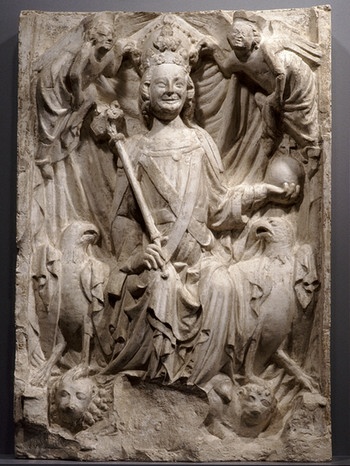 Bayerische Landesausstellung: Kaiser Ludwig der Bayer auf dem Adlerthron - Relief aus dem Nürnberger Rathaussaal | Bild: Bayerisches Nationalmuseum, München