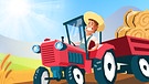 Illustration "Bauer genießt den Sommer auf seinem Traktor" | Bild: colourbox.com; Montage: BR/Renate Windmeißer