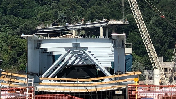 Baustelle mit Brückenresten im August 2019 | Bild: BR/Lisa Weiß
