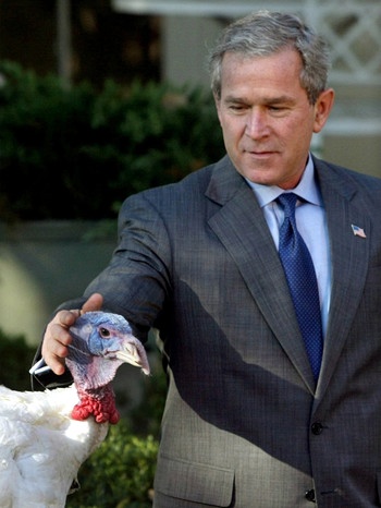 US-Präsident George W. Bush begnadigt einen Truthahn | Bild: picture-alliance/dpa
