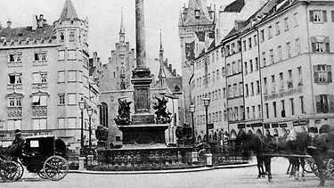München: Marienplatz Ende des 19. Jahrhunderts (Stereoskop-Fotografie aus der Privatsammlung von Karl Valentin) | Bild: picture-alliance/dpa