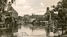 Landshut: Blick von der Luitpoldbrücke auf die Mühleninsel (um 1950) | Bild: Stadtarchiv Landshut
