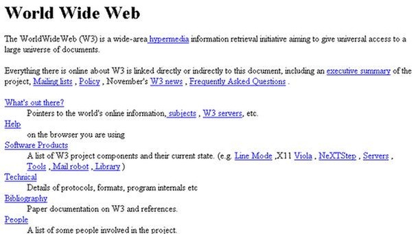 Screenshot einer Nachbildung der ersten Webseite von Tim Berners-Lee | Bild: w3.org