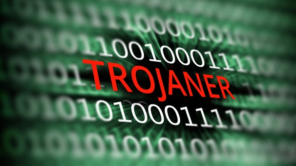 Symbolbild: Zahlenreihen in deren Mitte das Wort Trojaner steht | Bild: colourbox.com und Montage BR