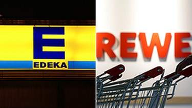 Logos der Supermärkte Edeka und Rewe | Bild: dapd; Montage: BR